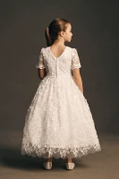 Princess Daliana Short-Sleeve Lace Flower Girl Dress