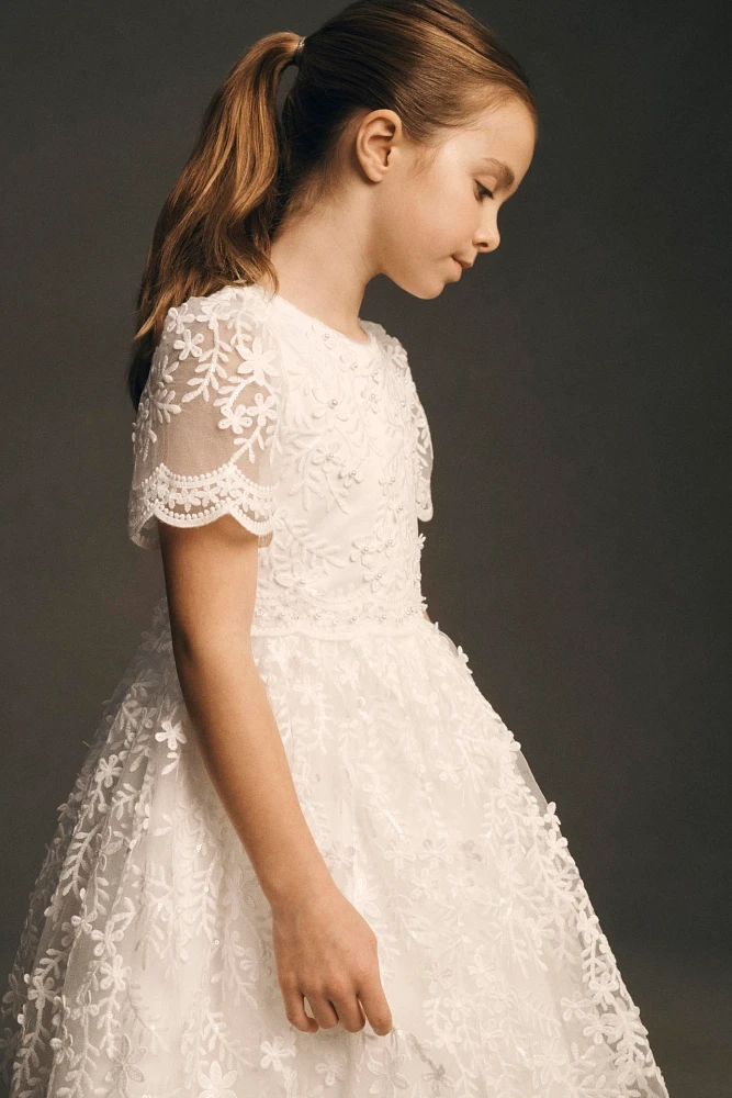 Princess Daliana Short-Sleeve Lace Flower Girl Dress