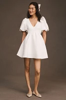 Sachin & Babi Beverly Puff-Sleeve Deep-V Mini Dress