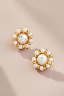Small Pearl Floral Post Earrings