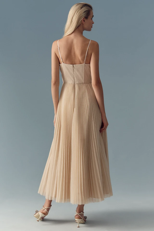 hutch amara corset pleated tulle fit & flare midi dress Hutch Amara Corset Pleated Tulle Fit & Flare Midi Dress