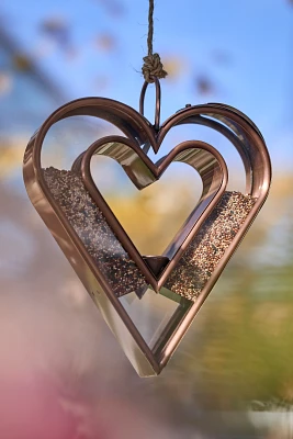 Copper Heart Bird Feeder