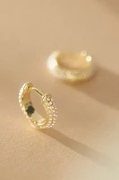 Adina Eden Triple Mini Beaded Pearl Hoop Earrings