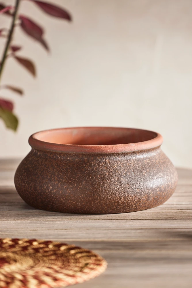 Contrast Rim Terracotta Bowl Planter