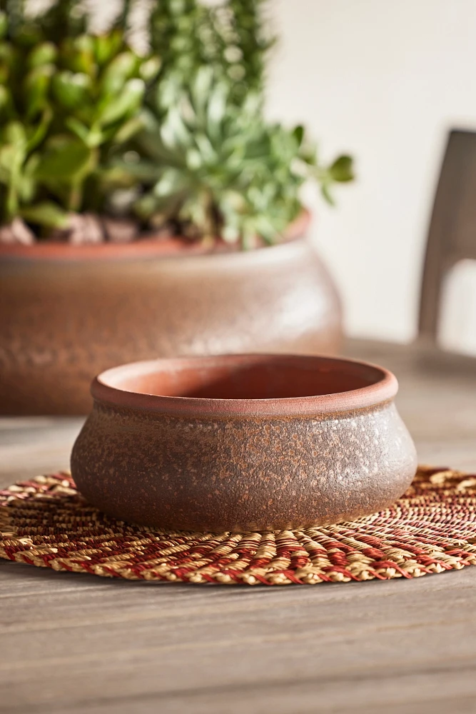 Contrast Rim Terracotta Bowl Planter