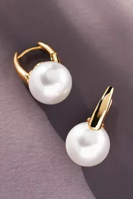 Micro Pearl Huggie Hoop Earrings