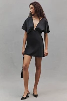 BHLDN Leila Stretch Satin Deep-V Mini Dress