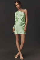 BHLDN Lucy Stretch Satin One-Shoulder Mini Dress