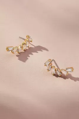 Crystal Post Crawler Earrings