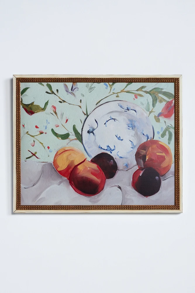 Stone Fruit and Porcelain Plate Wall Art