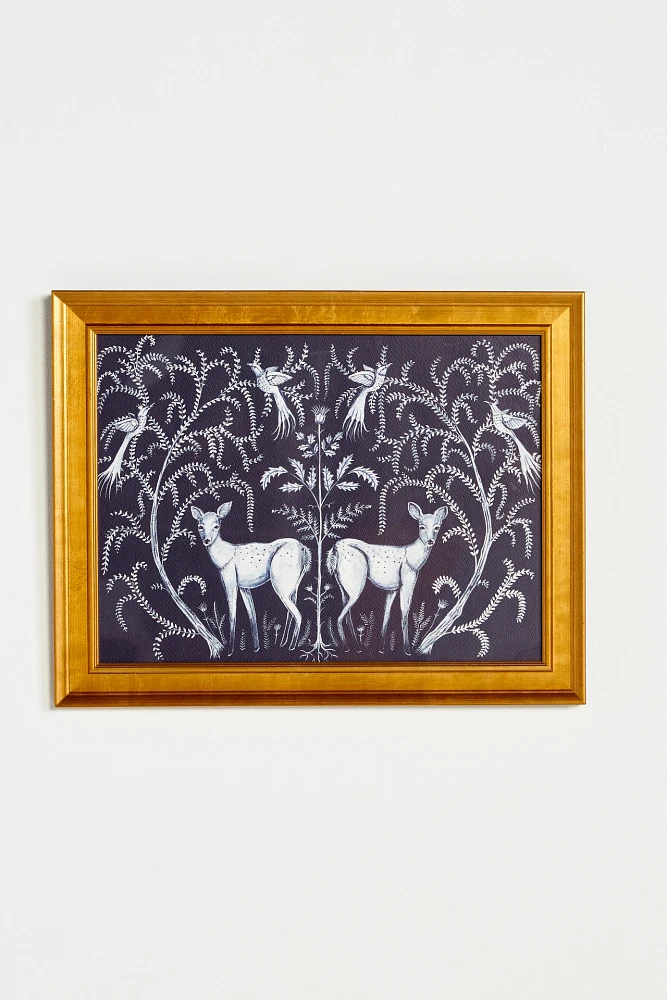 White Deer and Winter Trees Wall Art