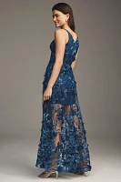 Dress The Population Sidney V-Neck A-Line Lace Floral Appliqué Gown