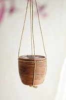 Hanging Rattan Stripe Basket Planter