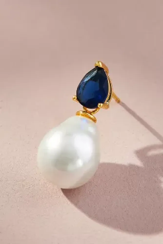 Festive Crystal Pearl Drop Earrings