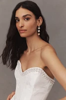 V. Chapman Lucia Strapless Pearl-Embellished A-Line Midi Dress