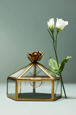 Floral Glass Trinket Box