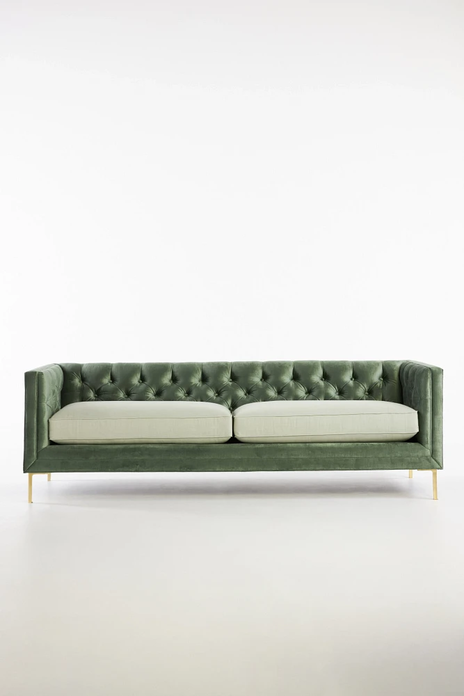 Velvet & Linen Mina Two-Cushion Sofa