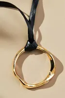 Circle Pendant Faux Leather Necklace