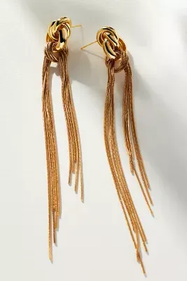 Twisted Metal Knot Chain Drop Earrings