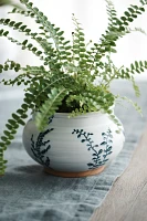 Indigo Floral Low Jar Planter