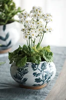 Indigo Floral Low Jar Planter