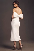 BHLDN Suzanne Stretch Crepe Back-Bow Midi Dress