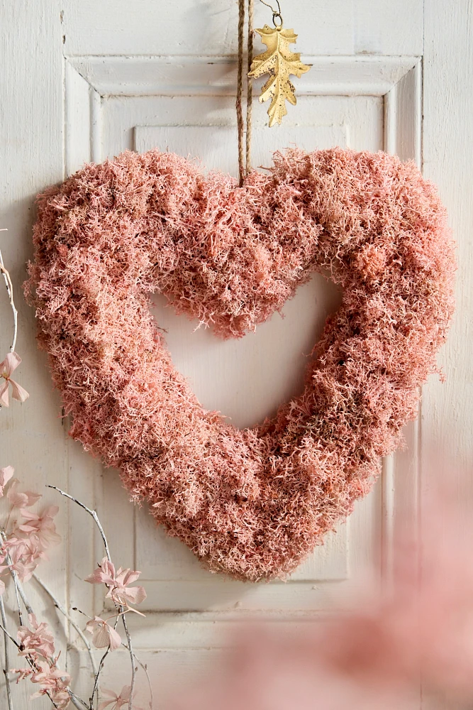 Preserved Reindeer Moss Heart Wreath