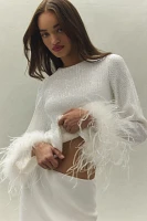 Hutch Lulu Long-Sleeve Sequin Faux Feather Top