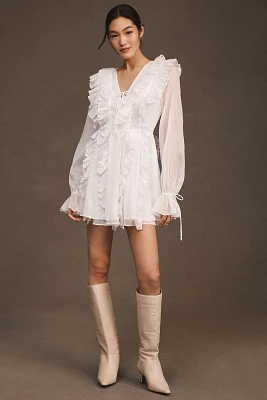 Endless Rose Long-Sleeve Chiffon Ruffle Mini Dress