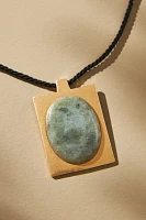 Large Square Stone Pendant Necklace