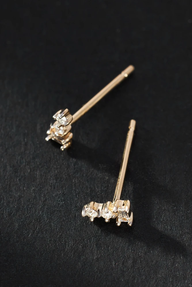 Tiered Diamond Baguette Post Earrings