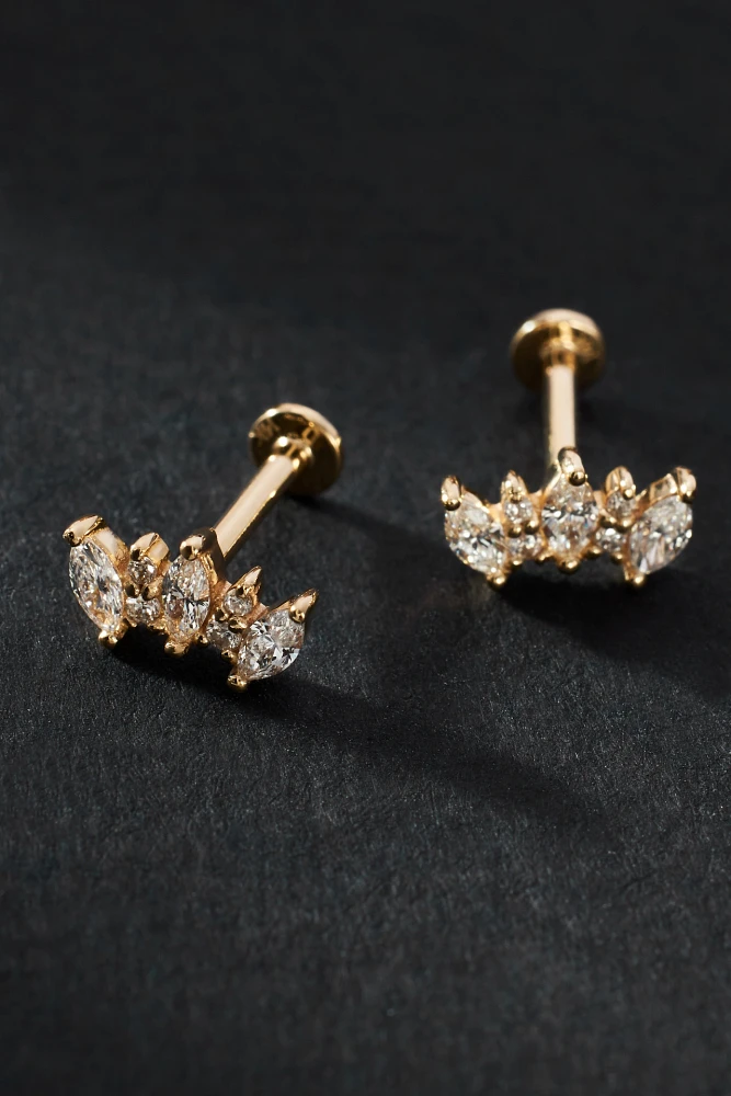 Fanned Marquise Diamond Post Earrings