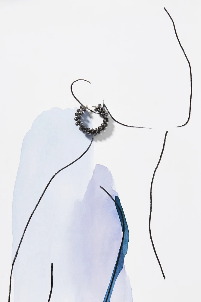 Clustered Pearl Hoop Earrings