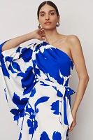 Hutch Stretch Satin One-Shoulder Maxi Dress