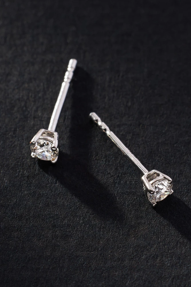 Silver Classic Diamond Post Earrings