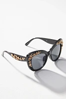 Floral-Trimmed Cat-Eye Sunglasses