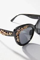 Floral-Trimmed Cat-Eye Sunglasses