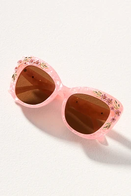 Floral-Trimmed Cat-Eye Sunglasses