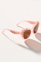 Floral-Trimmed Cat-Eye Sunglasses