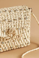 Embellished Straw Crossbody Bag