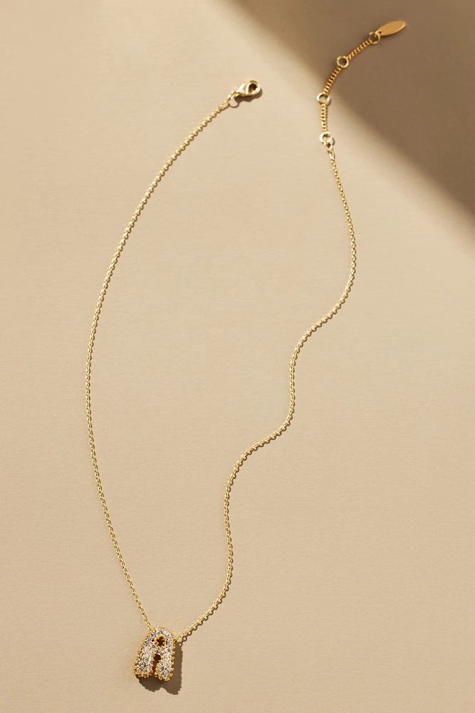 Pavé Bubble Letter Monogram Necklace