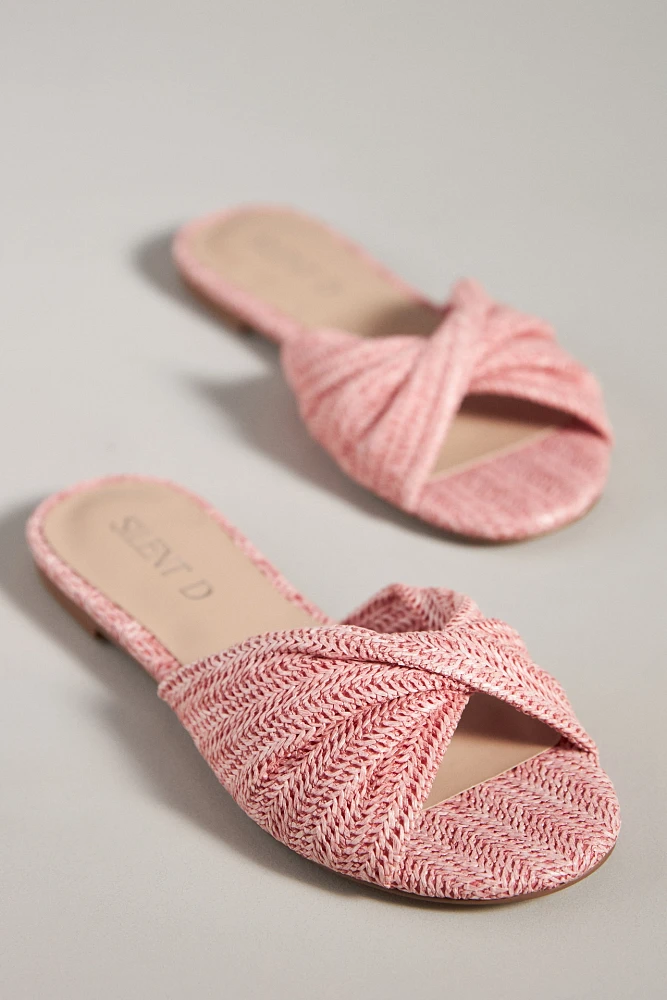 Silent D Raffia Flat Sandals