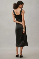 BHLDN Leah Sleeveless Sweetheart Stretch Satin Midi Dress