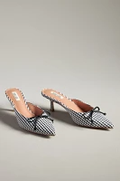 Bibi Lou Gingham Kitten-Heel Mules