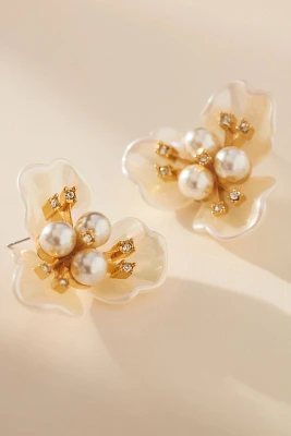 Lele Sadoughi Pearl Blossom Button Earrings