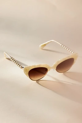 Lele Sadoughi Mother-of-Pearl Nashville Cat-Eye Sunglasses