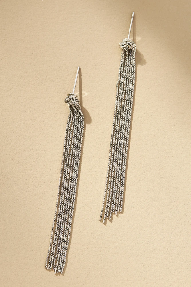 Knotted Chain Fringe Drop Earrings