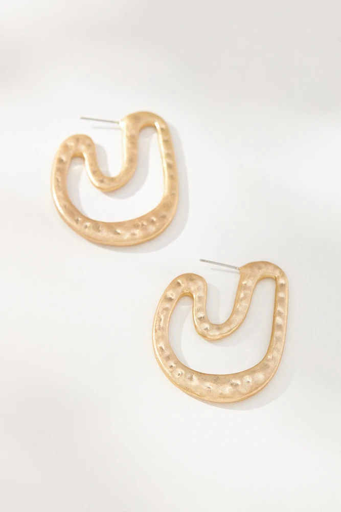 Hammered Open Hoop Earrings