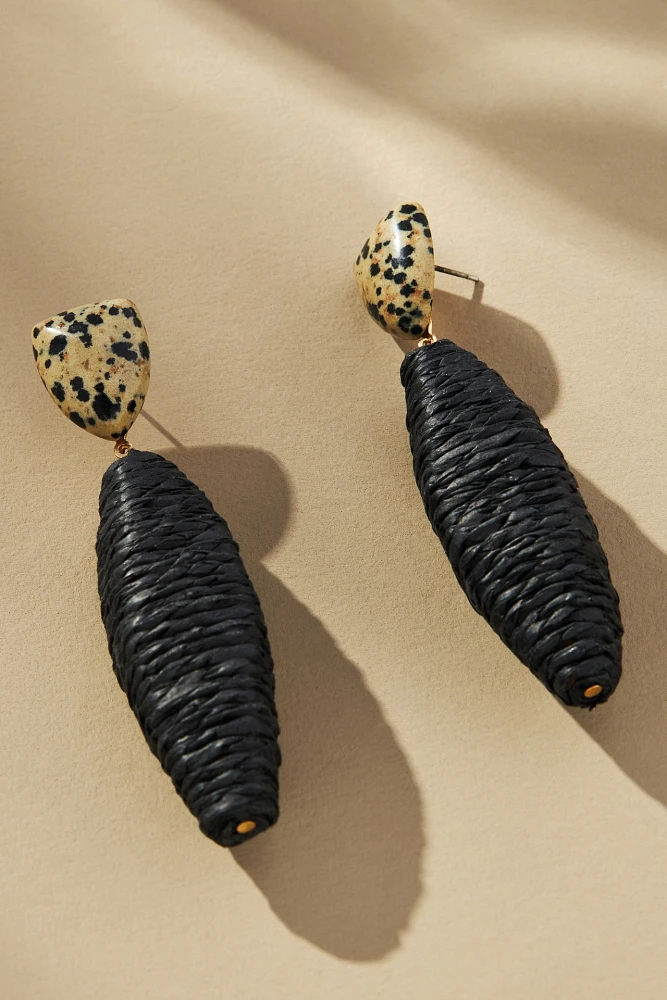 Raffia-Wrapped Drop Earrings