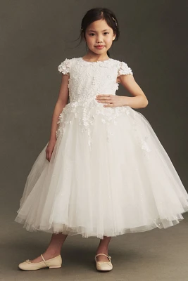 Princess Daliana Floral Appliqué Flower Girl Dress